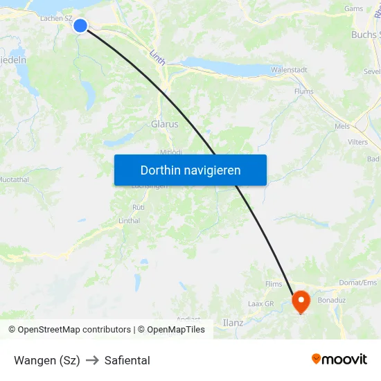 Wangen (Sz) to Safiental map
