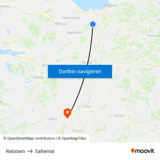 Rebstein to Safiental map