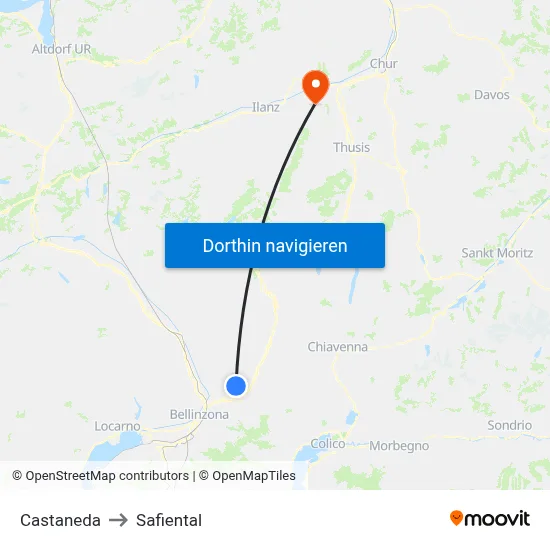 Castaneda to Safiental map