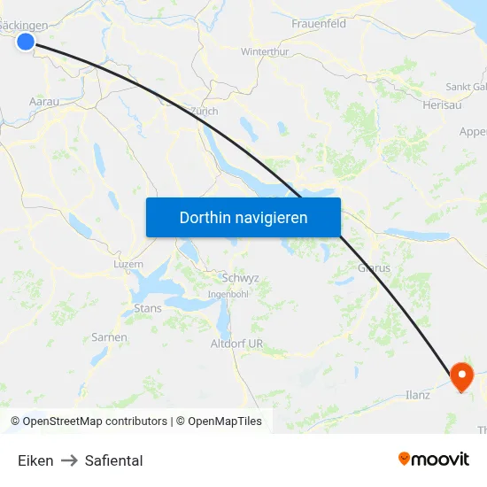 Eiken to Safiental map