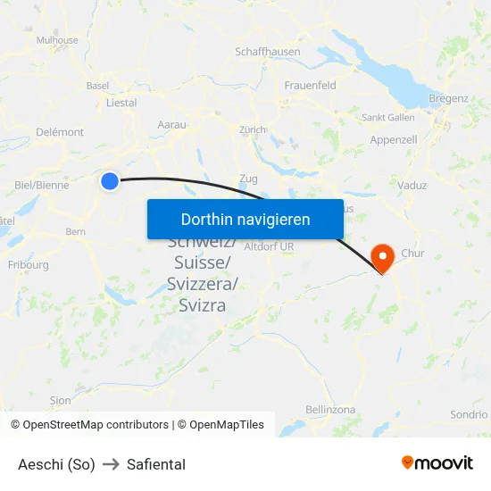 Aeschi (So) to Safiental map