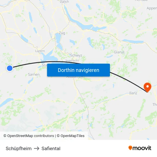 Schüpfheim to Safiental map