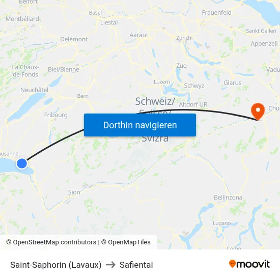 Saint-Saphorin (Lavaux) to Safiental map