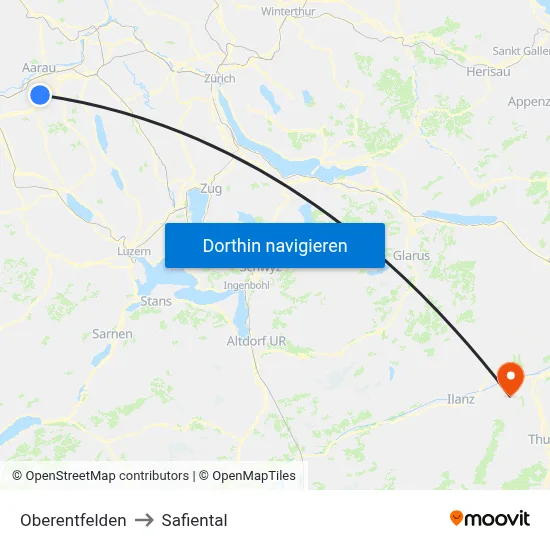 Oberentfelden to Safiental map