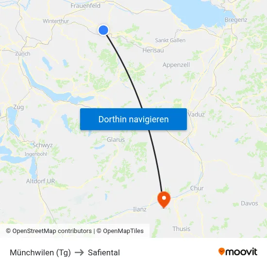 Münchwilen (Tg) to Safiental map