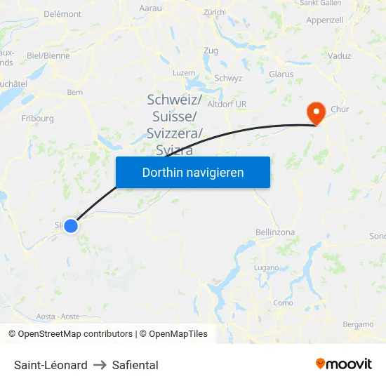 Saint-Léonard to Safiental map