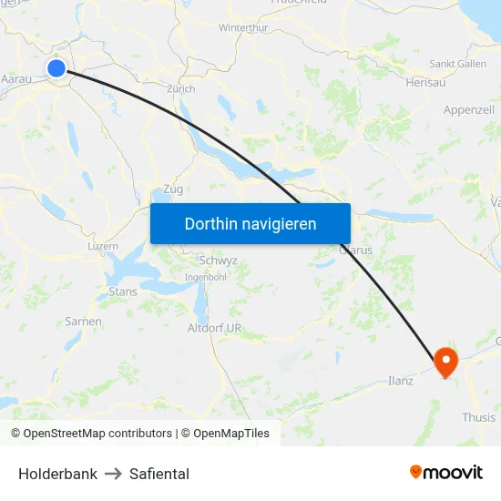 Holderbank to Safiental map