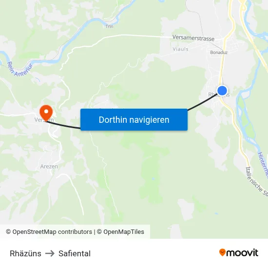Rhäzüns to Safiental map