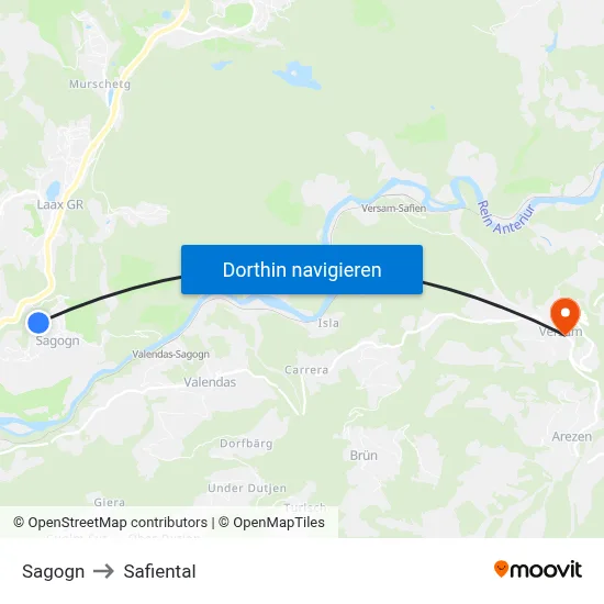 Sagogn to Safiental map