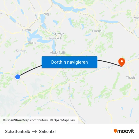 Schattenhalb to Safiental map