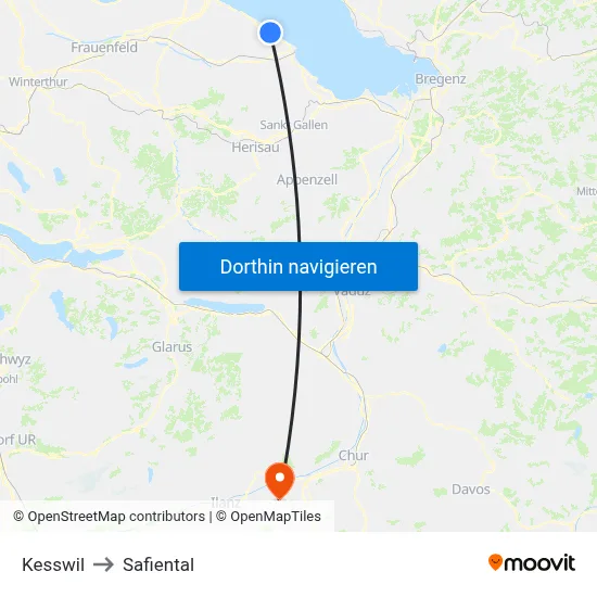 Kesswil to Safiental map