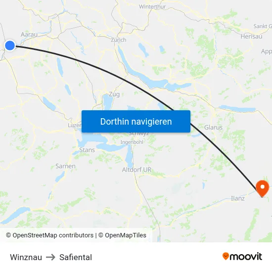 Winznau to Safiental map