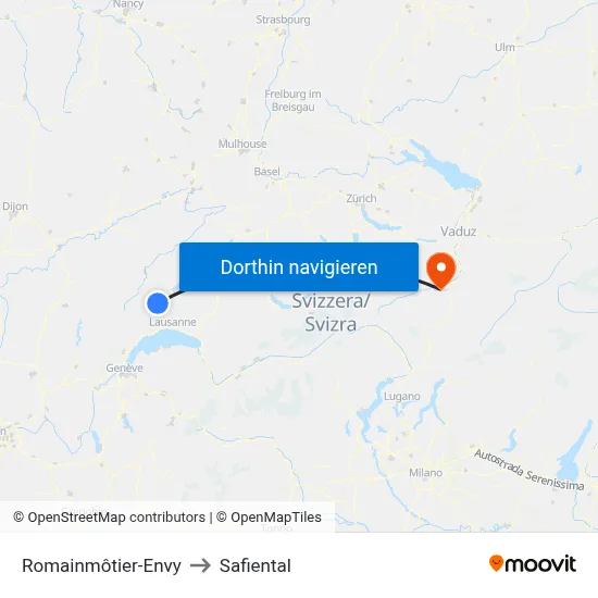 Romainmôtier-Envy to Safiental map