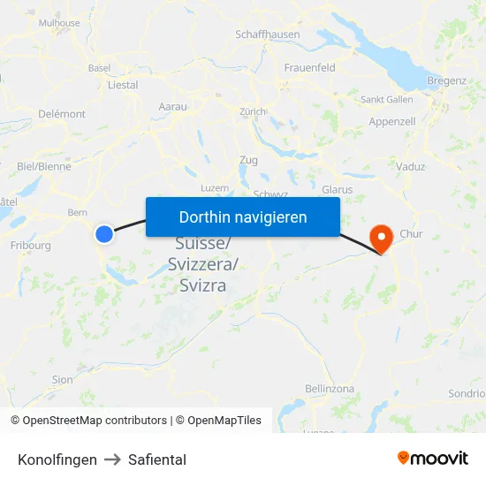 Konolfingen to Safiental map