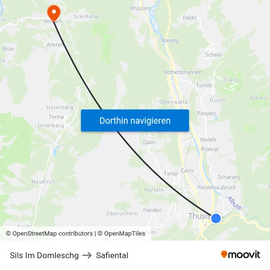 Sils Im Domleschg to Safiental map