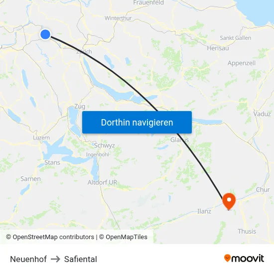Neuenhof to Safiental map