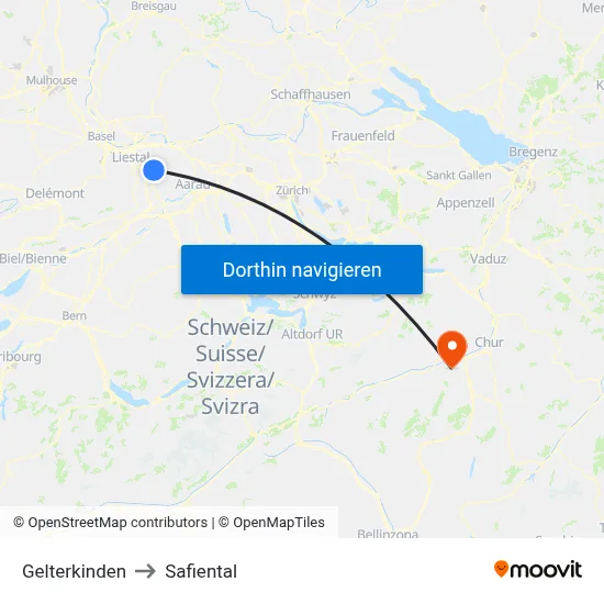 Gelterkinden to Safiental map
