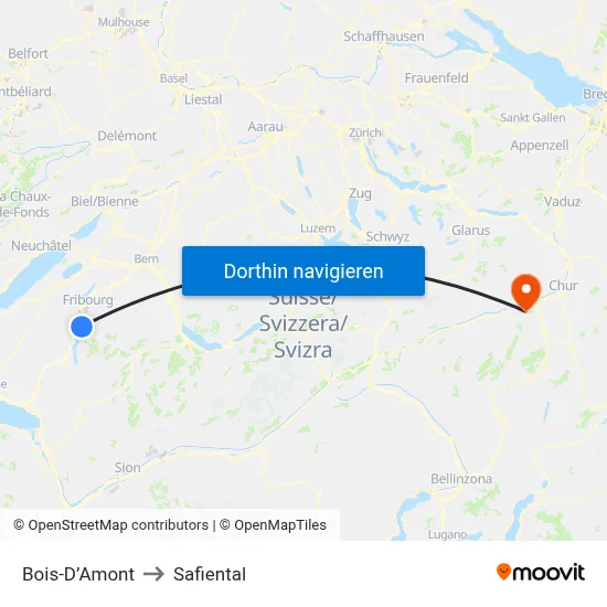 Bois-D’Amont to Safiental map