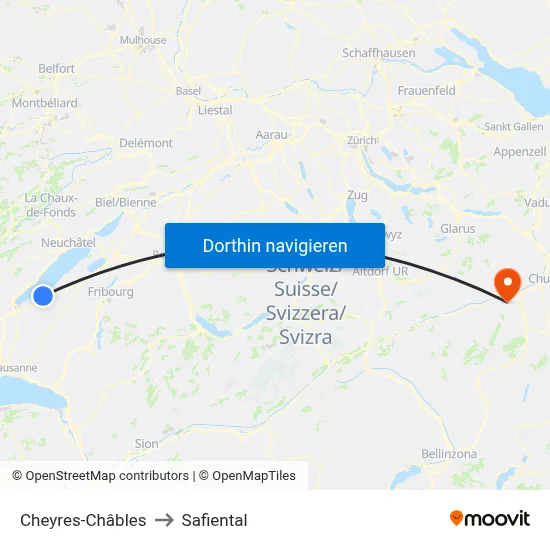 Cheyres-Châbles to Safiental map