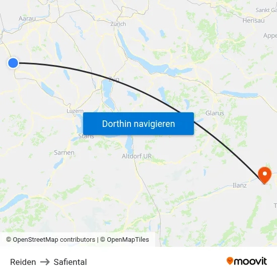 Reiden to Safiental map