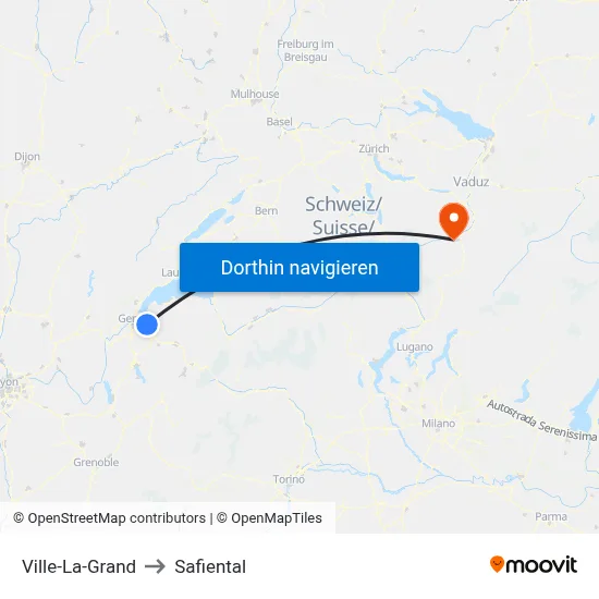 Ville-La-Grand to Safiental map