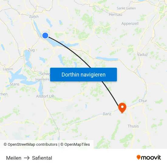 Meilen to Safiental map
