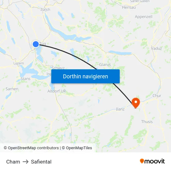 Cham to Safiental map