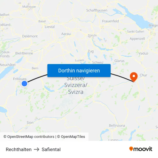 Rechthalten to Safiental map