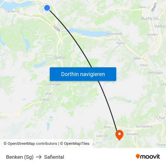 Benken (Sg) to Safiental map