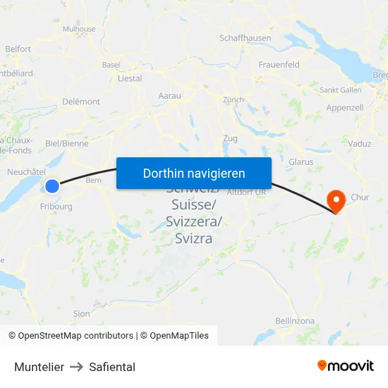 Muntelier to Safiental map