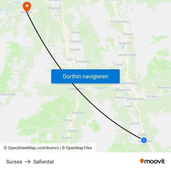Surses to Safiental map
