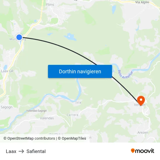 Laax to Safiental map