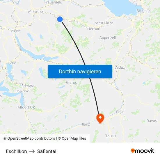 Eschlikon to Safiental map