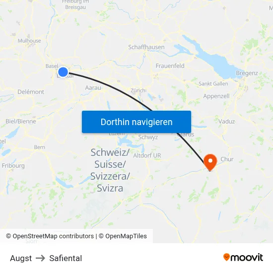 Augst to Safiental map