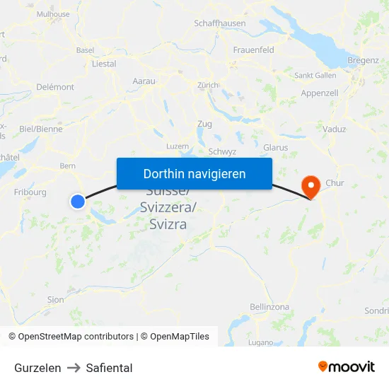 Gurzelen to Safiental map