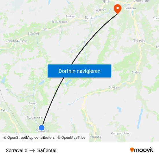 Serravalle to Safiental map