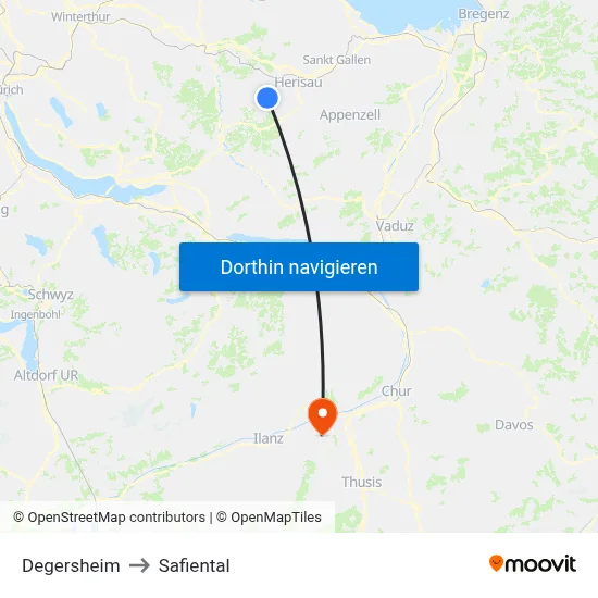 Degersheim to Safiental map