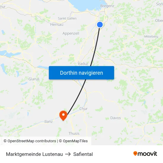 Marktgemeinde Lustenau to Safiental map