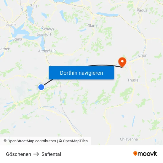 Göschenen to Safiental map