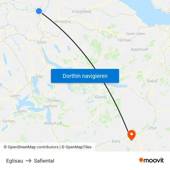 Eglisau to Safiental map