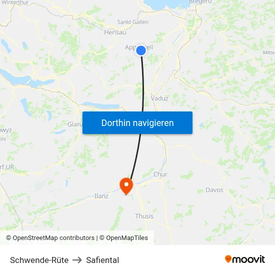 Schwende-Rüte to Safiental map