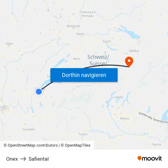 Onex to Safiental map