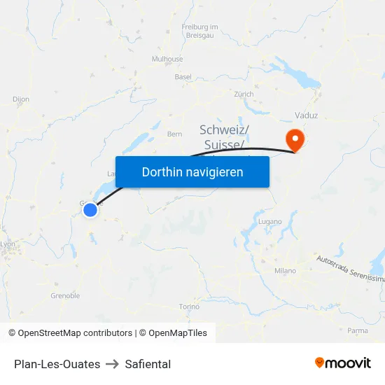 Plan-Les-Ouates to Safiental map