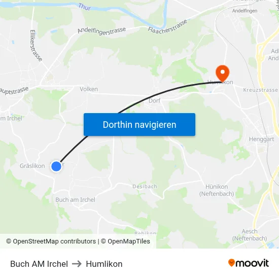 Buch AM Irchel to Humlikon map