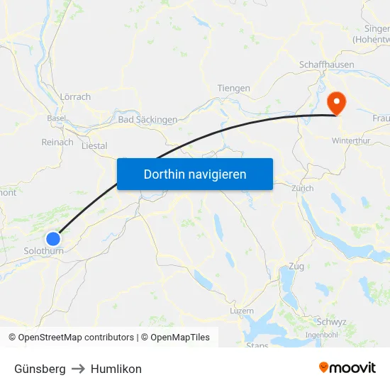 Günsberg to Humlikon map