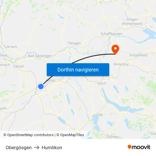 Obergösgen to Humlikon map