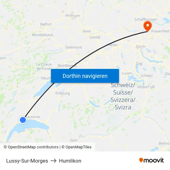 Lussy-Sur-Morges to Humlikon map