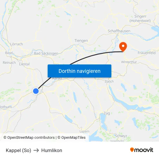 Kappel (So) to Humlikon map