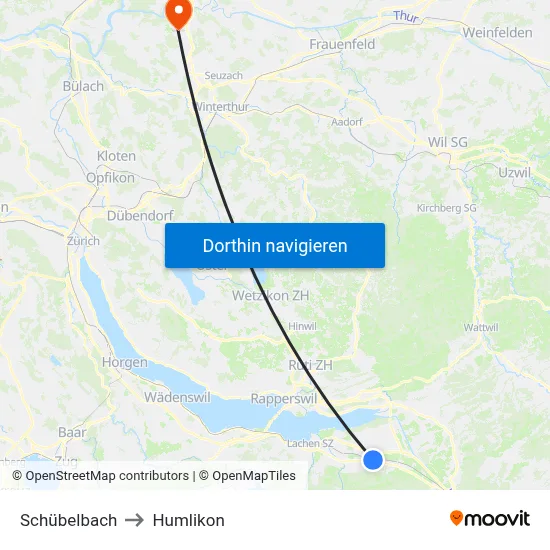 Schübelbach to Humlikon map
