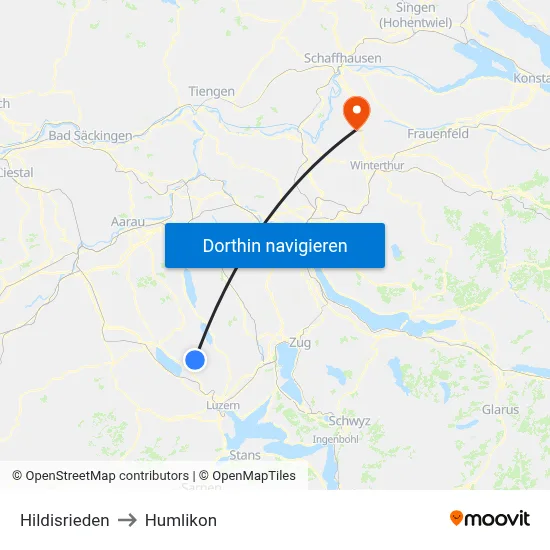 Hildisrieden to Humlikon map